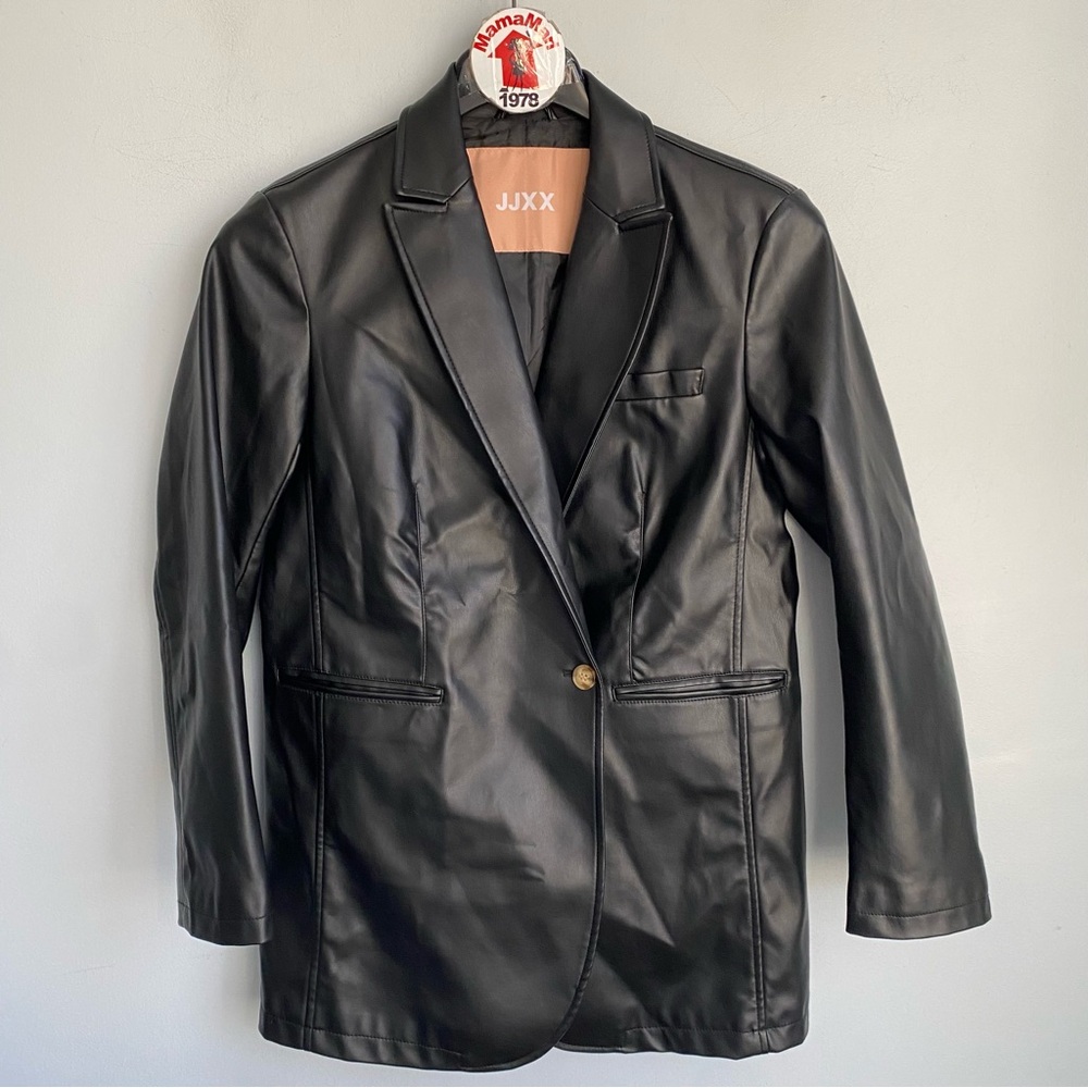 JJXX Black Faux Leather Blazer Jacket Size XS